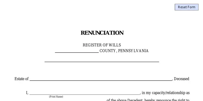 part 1 to filling in renunciation of executor form