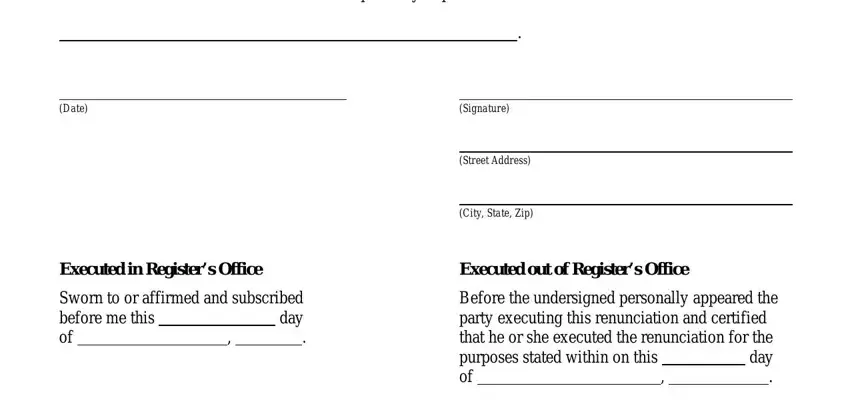 stage 2 to filling out renunciation of executor form