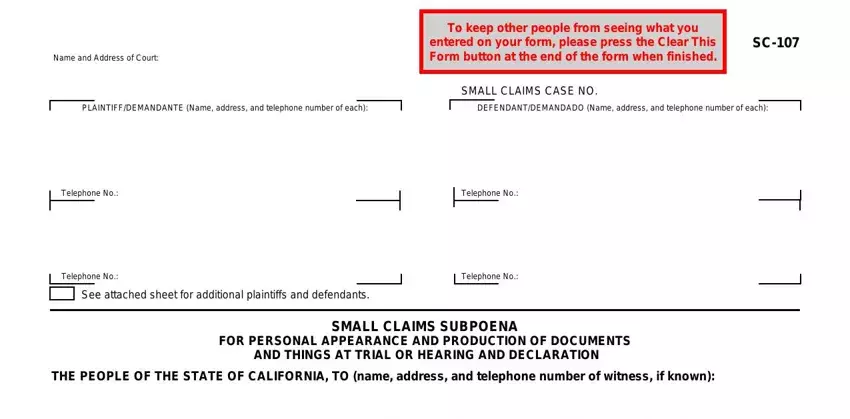 completing claims subpoena step 1