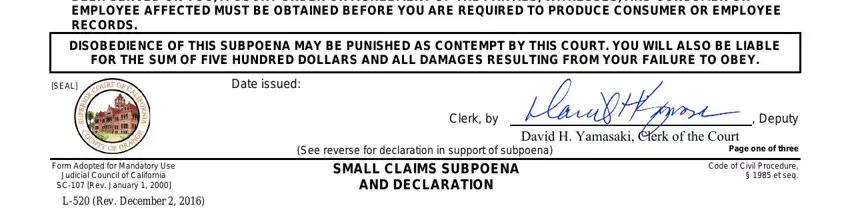 Finishing claims subpoena step 3