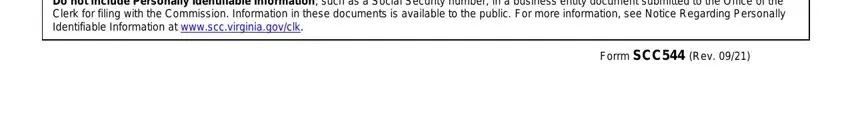 Virginia Articles of Incorporation Do not include Personally, and Forrm SCC Rev fields to fill