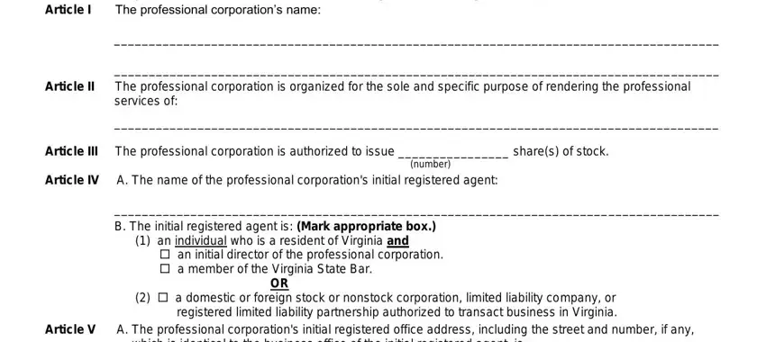stage 3 to entering details in Virginia Articles of Incorporation