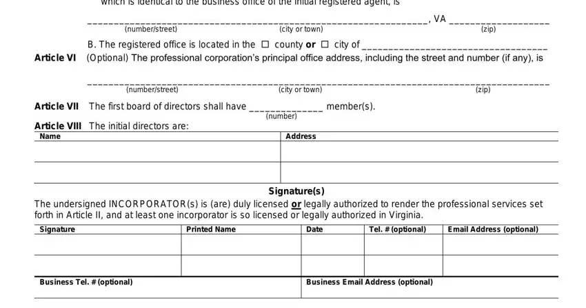 part 4 to completing Virginia Articles of Incorporation