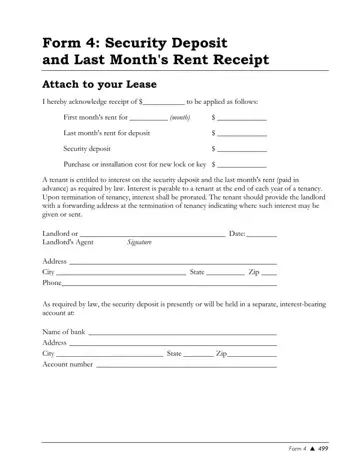 Form Security Deposit Rent Preview