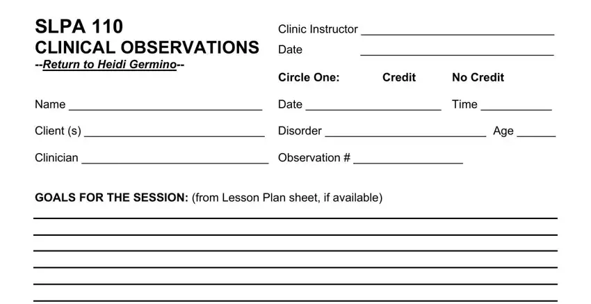 filling in Clinician part 1