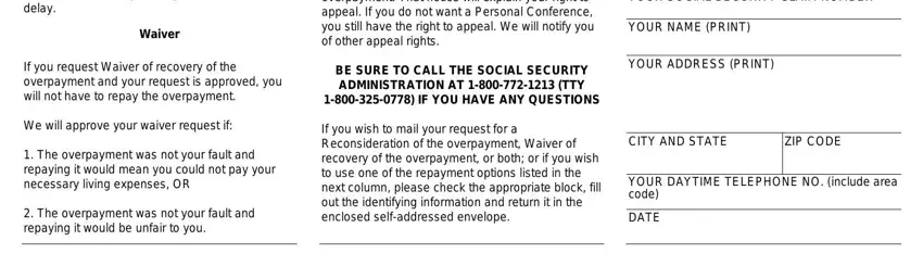 part 4 to filling out ssa 3105 waiver
