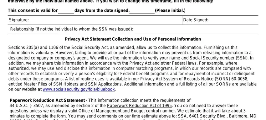 step 2 to filling out form ssa 89 form