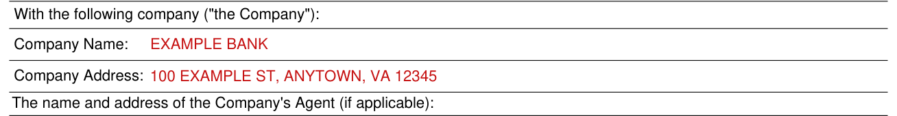 Form SSA-89 example filled out, with the following company (