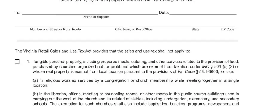 virginia sales tax exemption form st 13 empty spaces to complete