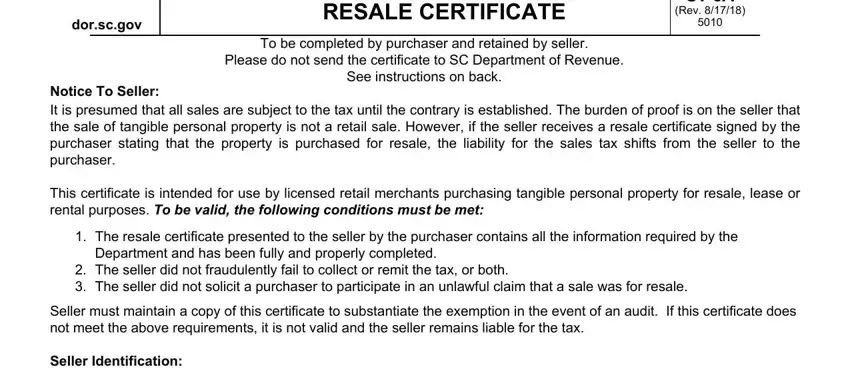 step 1 to completing how to south carolina resale