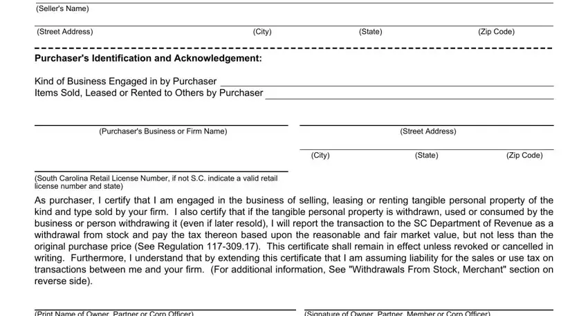 step 2 to completing how to south carolina resale