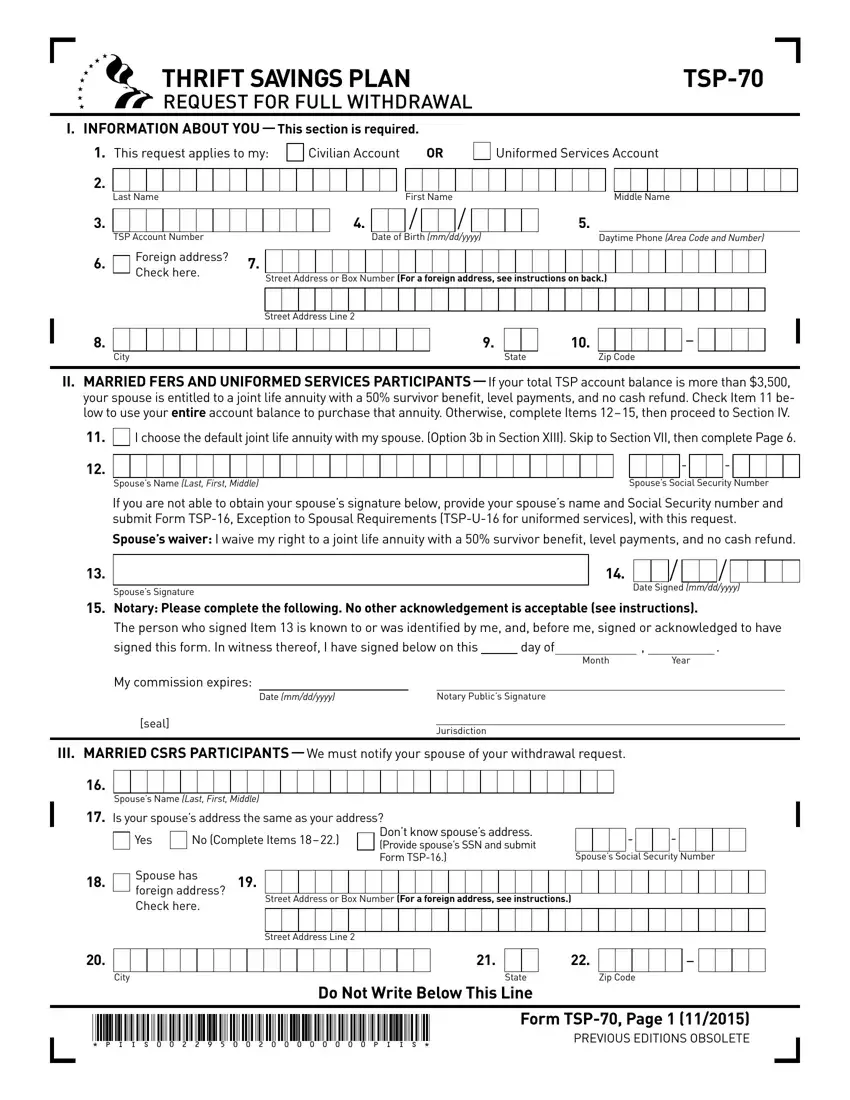 Form Tsp 70 ≡ Fill Out Printable PDF Forms Online