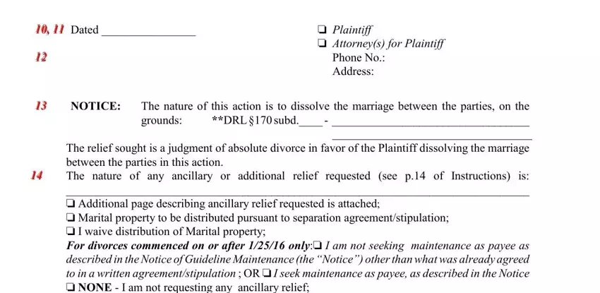 summons with notice Dated, and NOTICE fields to complete