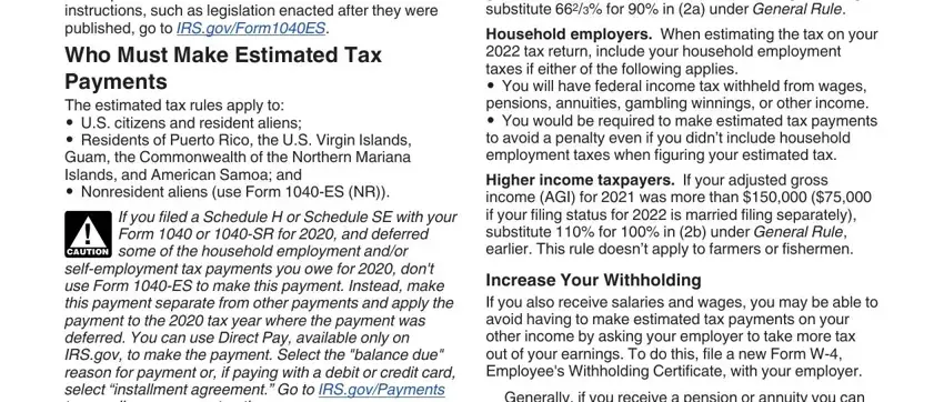 filling in 1040 es about form step 1
