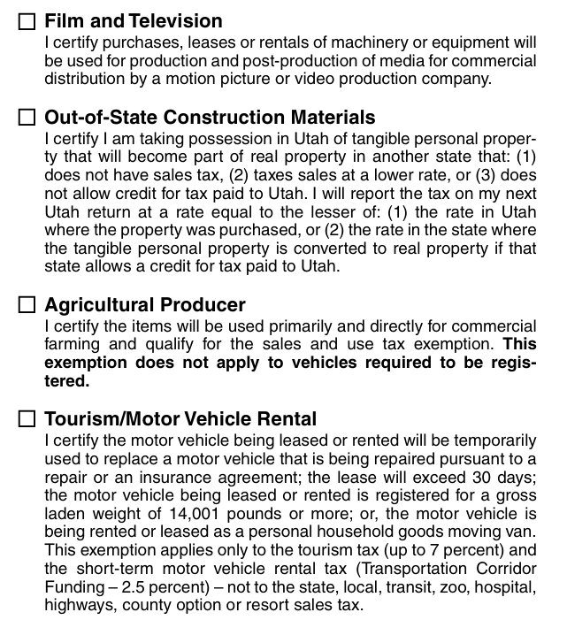 Form TC-721 example filled out, film, construction materials, agricultural producer and motor vehicle rental