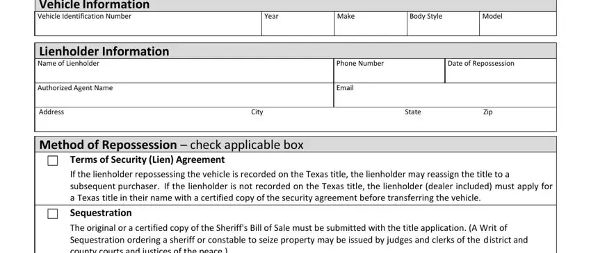 stage 1 to filling out texas repo affidavit