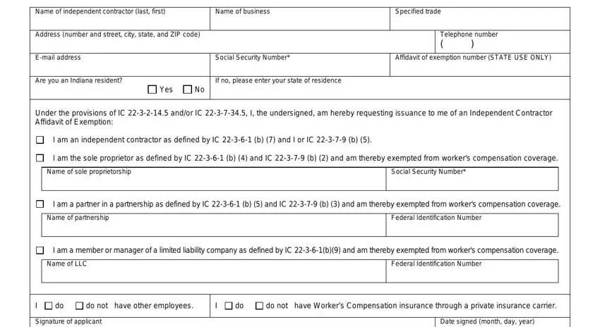 example of blanks in workman's comp waiver indiana