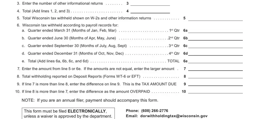 Filling out wt 7 tax stage 2