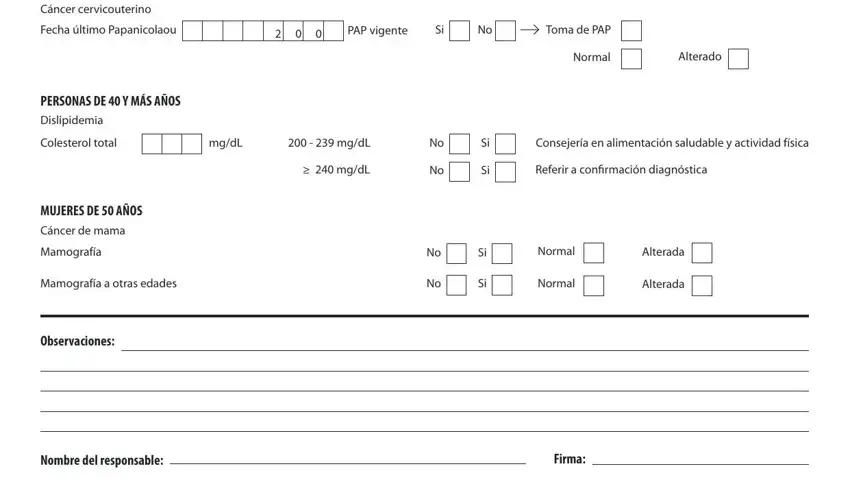 step 4 to filling out formulario examen de medicina preventiva del adulto