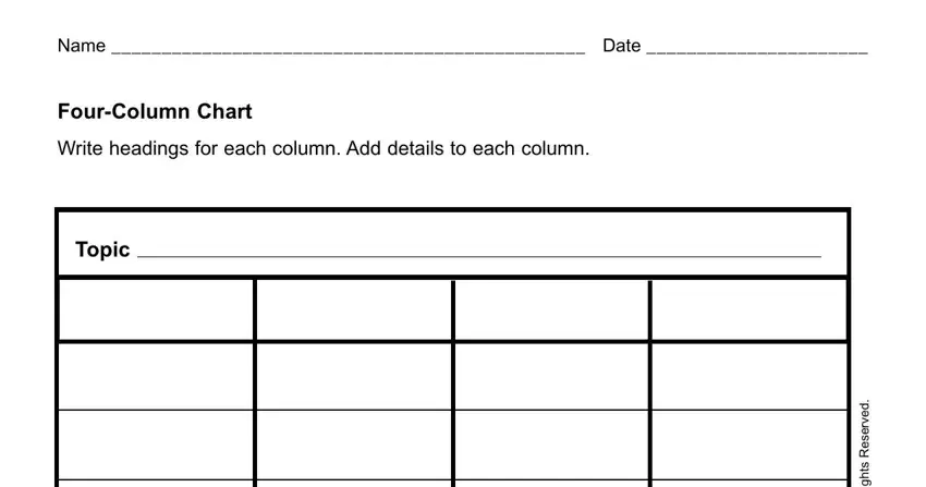 blank chart with 4 columns