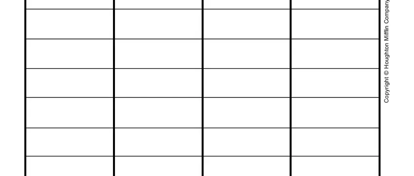 Entering details in empty table chart stage 2