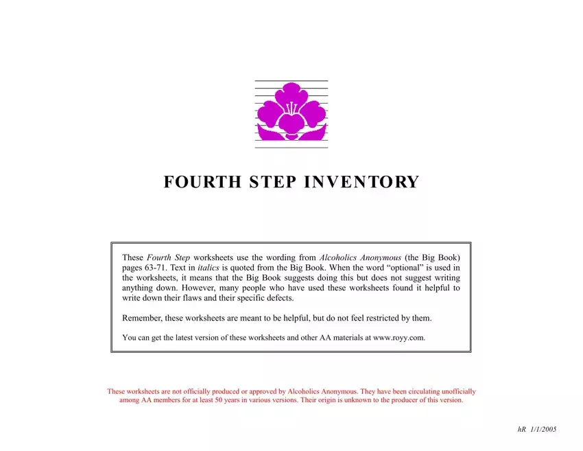 Fourth Step Inventory first page preview