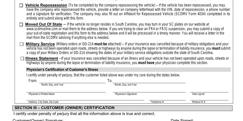 Filling in form fr31a step 2