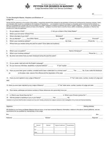 Freemason Application Form Preview