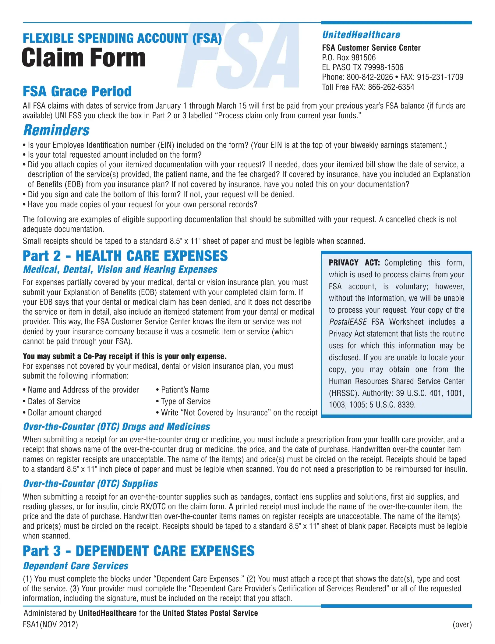 Fsa Claim Form ≡ Fill Out Printable PDF Forms Online