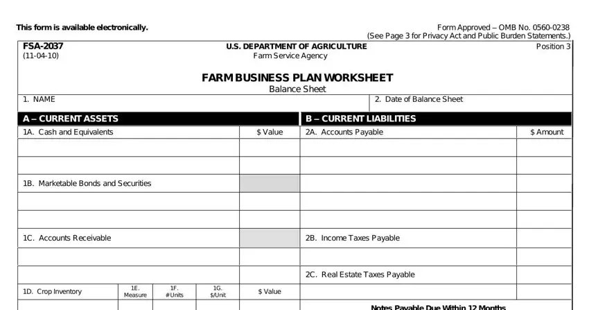 fsa farm business plan worksheet gaps to fill in