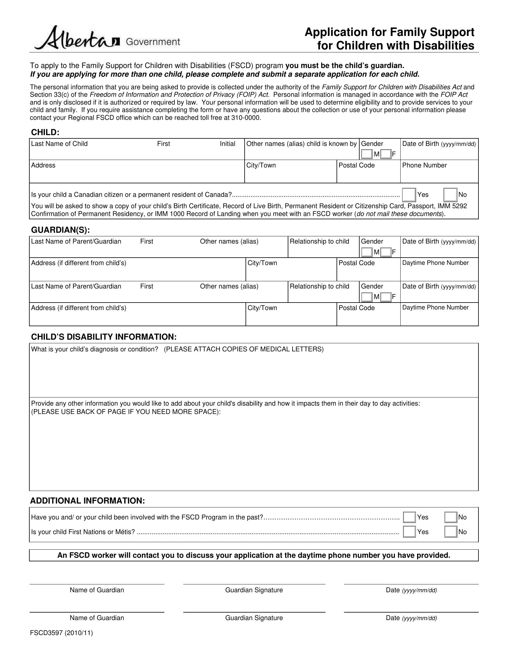 FSCD Online Application Form Preview