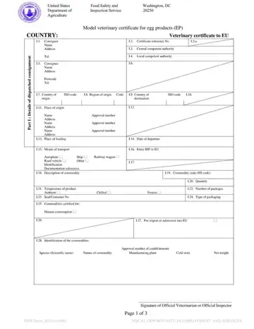 FSIS Form 2630-9 Preview