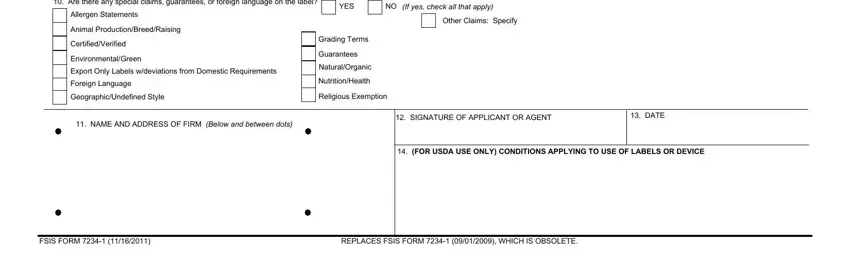 step 2 to entering details in usda label approval form 7234 1