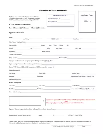 FSM Passport Application Form Preview