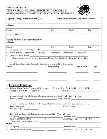 Fss Program Application Form Preview