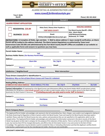 Fort Bend Alarm Permit Form Preview