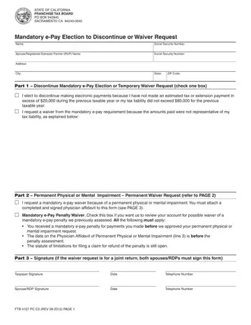 FTB Form 4107 Preview