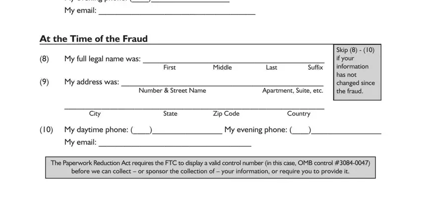 Entering details in ftc affidavit part 2