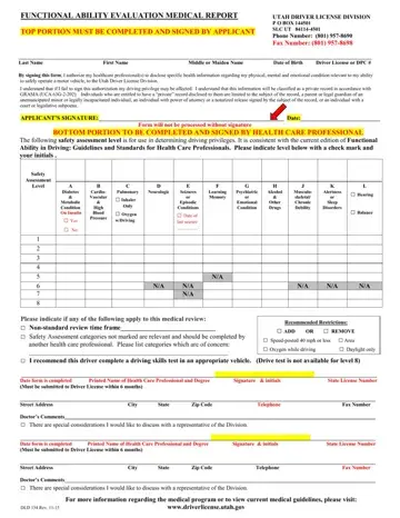 Functional Ability Medical Report Form Preview