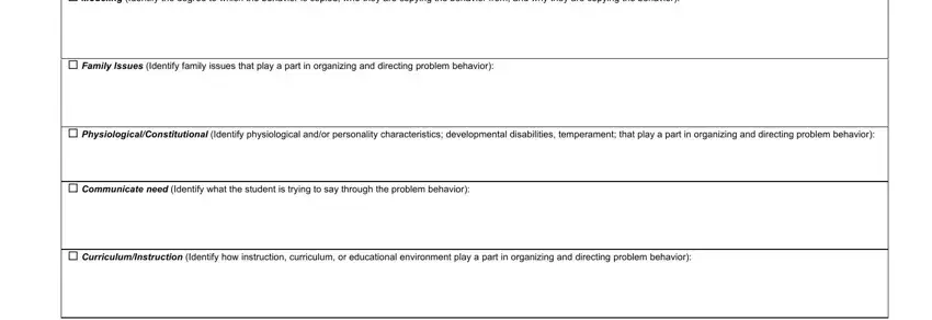 Filling in online functional behavior assessment step 4