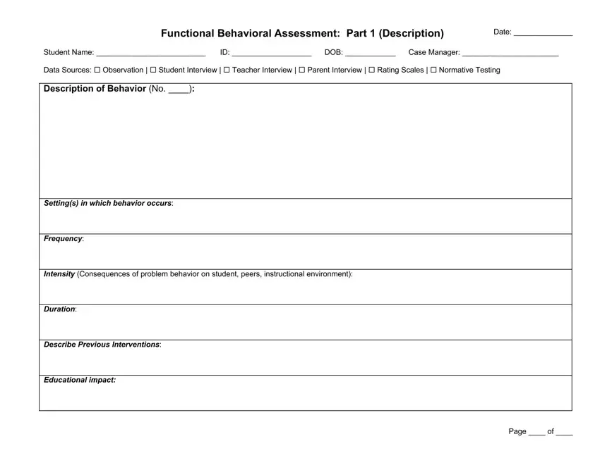Functional Behavioral Assessment first page preview