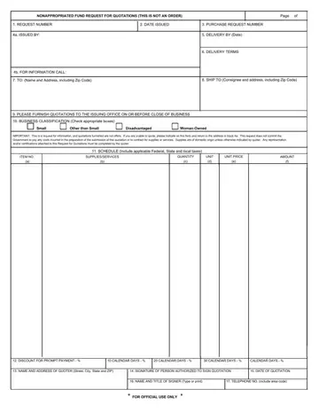 Fund Request For Quotations Form Preview