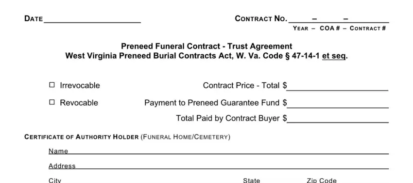 funeral home contract template blanks to complete