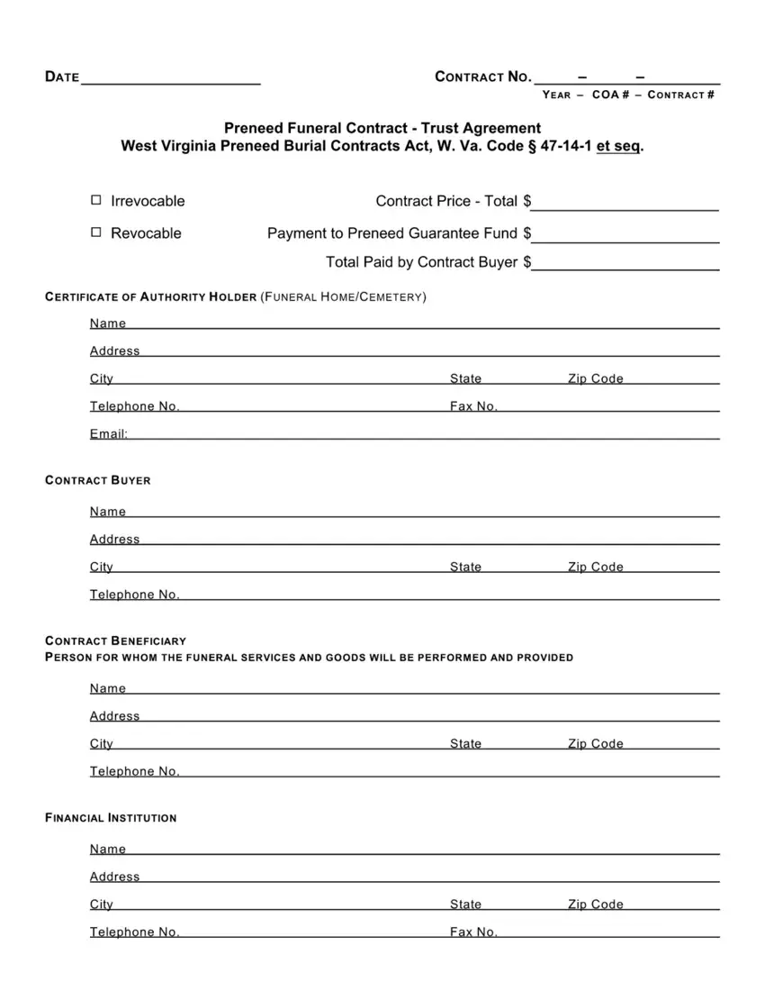 Funeral Contract Sample ≡ Fill Out Printable PDF Forms Online