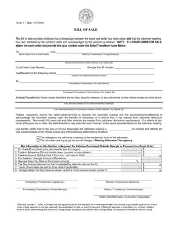 Ga Bill Sale Form Preview