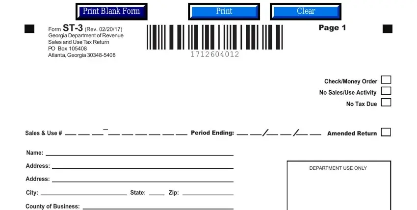 stage 1 to filling out ga sales use tax