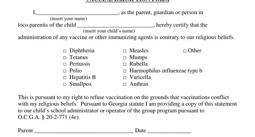 portion of fields in vaccine form georgia