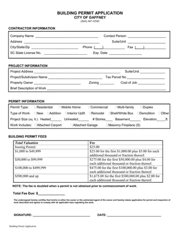 Gaffney Building Permit Application Form Preview