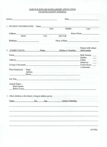 Garvice Kincaid Scholarship Form Preview