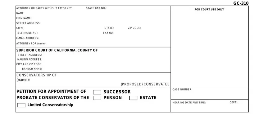 appointment probate empty spaces to complete